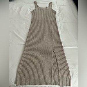 H&M Ribbed Stretch Dress with Slit - Tan - Size M
